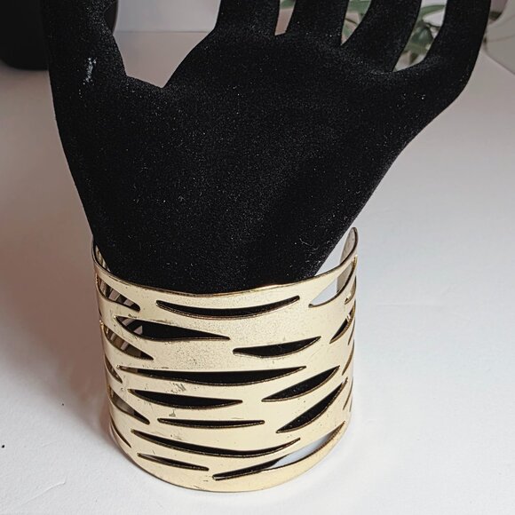 Gold Tone Cutout Cuff Bracelet - Picture 2 of 6